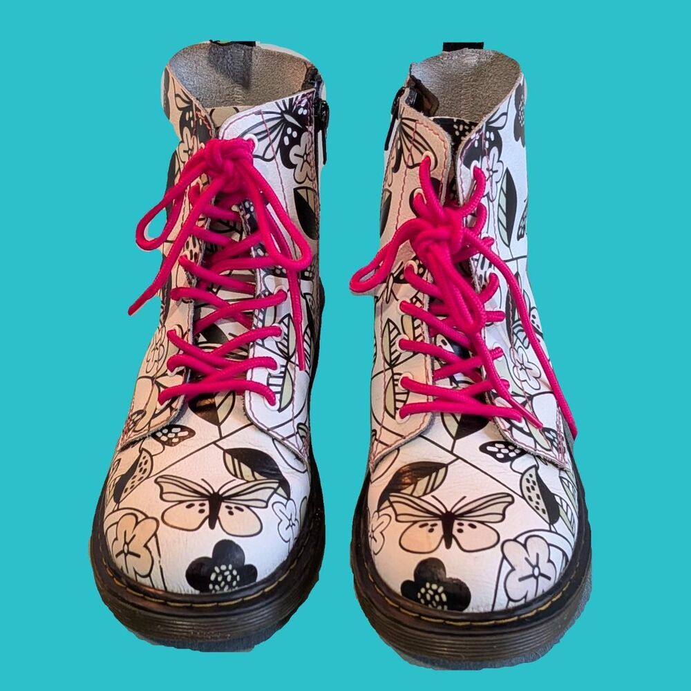 Dr-martens Women's White and Black Boots
